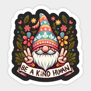 Be a Kind Human Cute Gnome Sticker